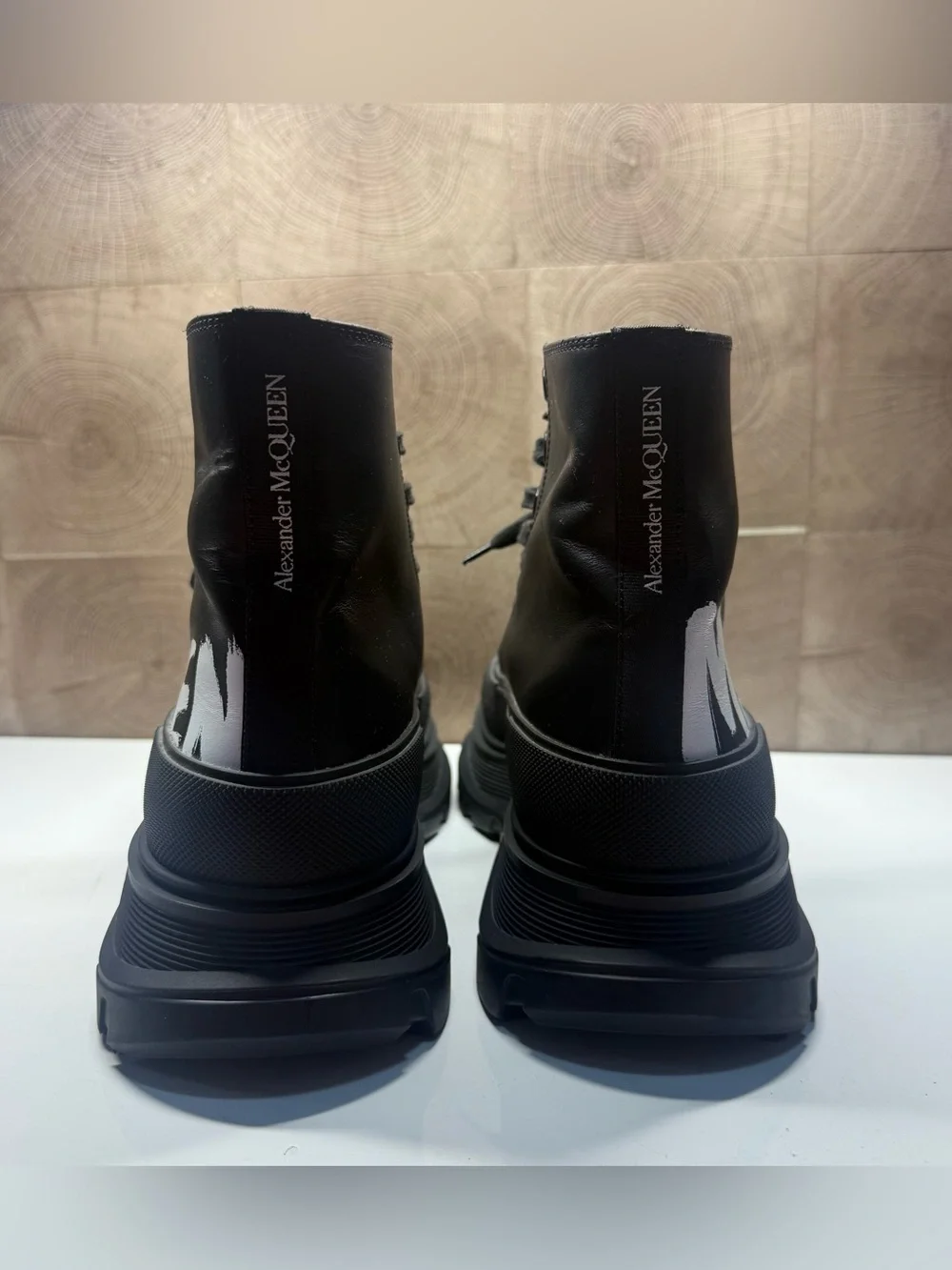 Alexander McQueen Men’s Tread Slick Boots Black/White Size 44EU(11US)